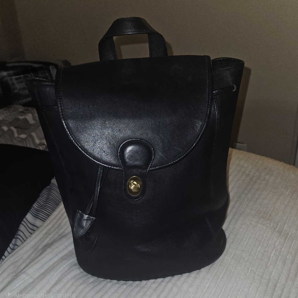 Coach Midnight Black Leather Backpack
